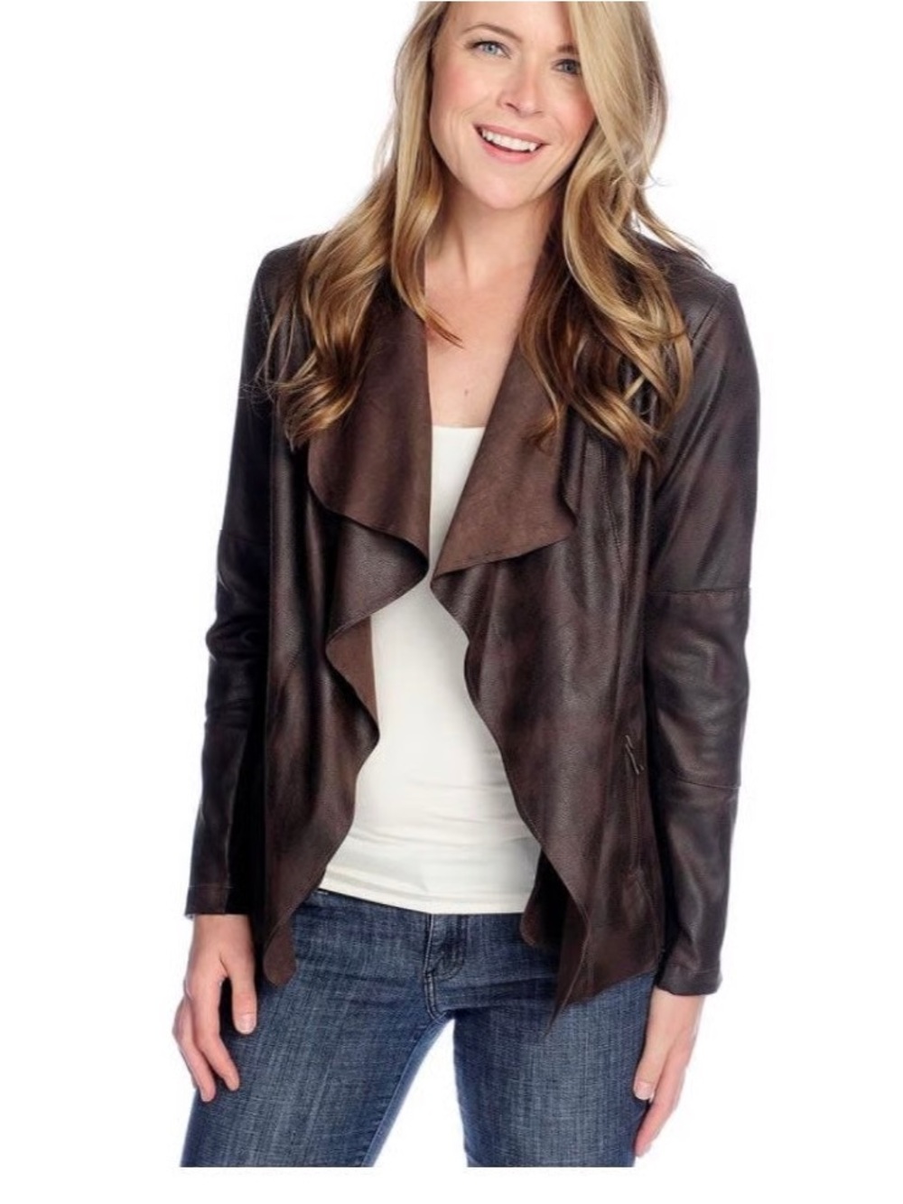 Kate & Mallory Faux Leather Cascade Jacket